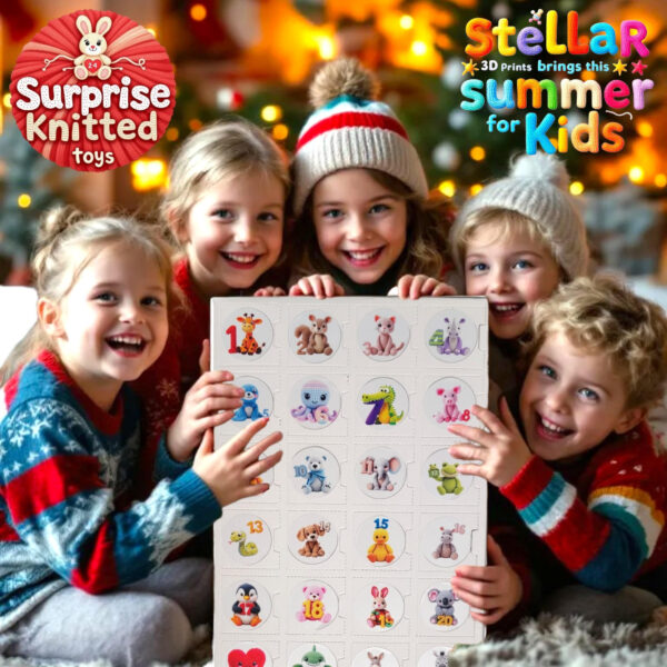 Advent Calendar with 24 Surprise Knitted-Style 3D Printed Toys – Holiday Gift for Kids & Collectors - Image 4