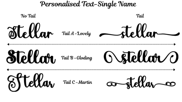 Single Layer Custom Name with Tails & Hearts | Cake Topper | Table Décor - Image 2