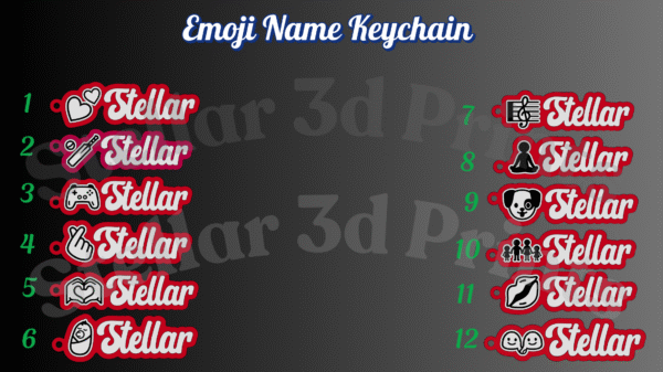 Dual Layer Emoji Custom Name Keychain | Personalized Bag Tag | Red & White - Image 3