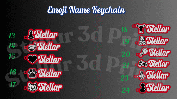 Dual Layer Emoji Custom Name Keychain | Personalized Bag Tag | Red & White - Image 2