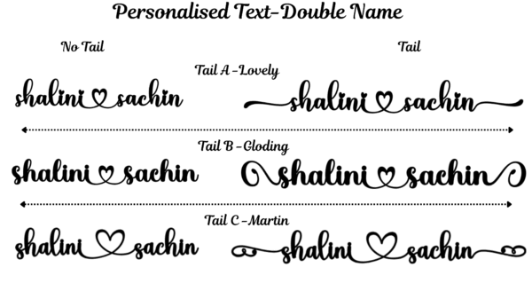 Single Layer Custom Name with Tails & Hearts | Cake Topper | Table Décor - Image 3