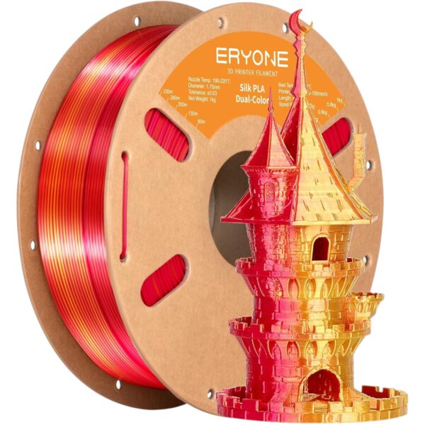 ERYONE Silk Dual Color PLA Filament 1.75mm, 1KG (330M) – 20 Vibrant Colors with Smooth Gradient – Dimensional Accuracy ±0.03mm