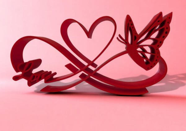 Infinity Love 3D Printed Desktop Gift – Red Romantic Table Decor | 250x141x30mm