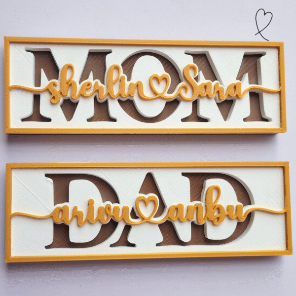 Custom 3D Printed Layered Dad & Mom Sign with Magnet | Personalized with Kids’ Names | Father’s Day, Mother’s Day Gift - Image 2