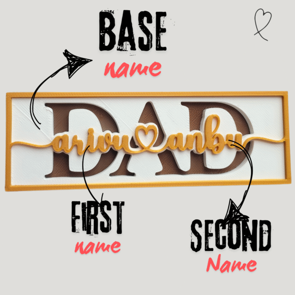 Custom 3D Printed Layered Dad & Mom Sign with Magnet | Personalized with Kids’ Names | Father’s Day, Mother’s Day Gift - Image 3