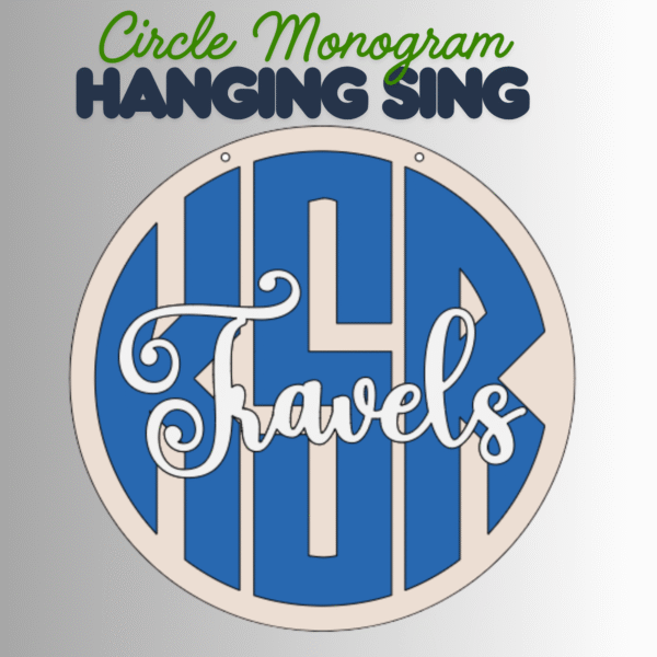 Custom 3D Printed Circle Monogram Door Sign – Personalized Initial & Name – Beige/Brown Base with White Top – 216mm - Image 2